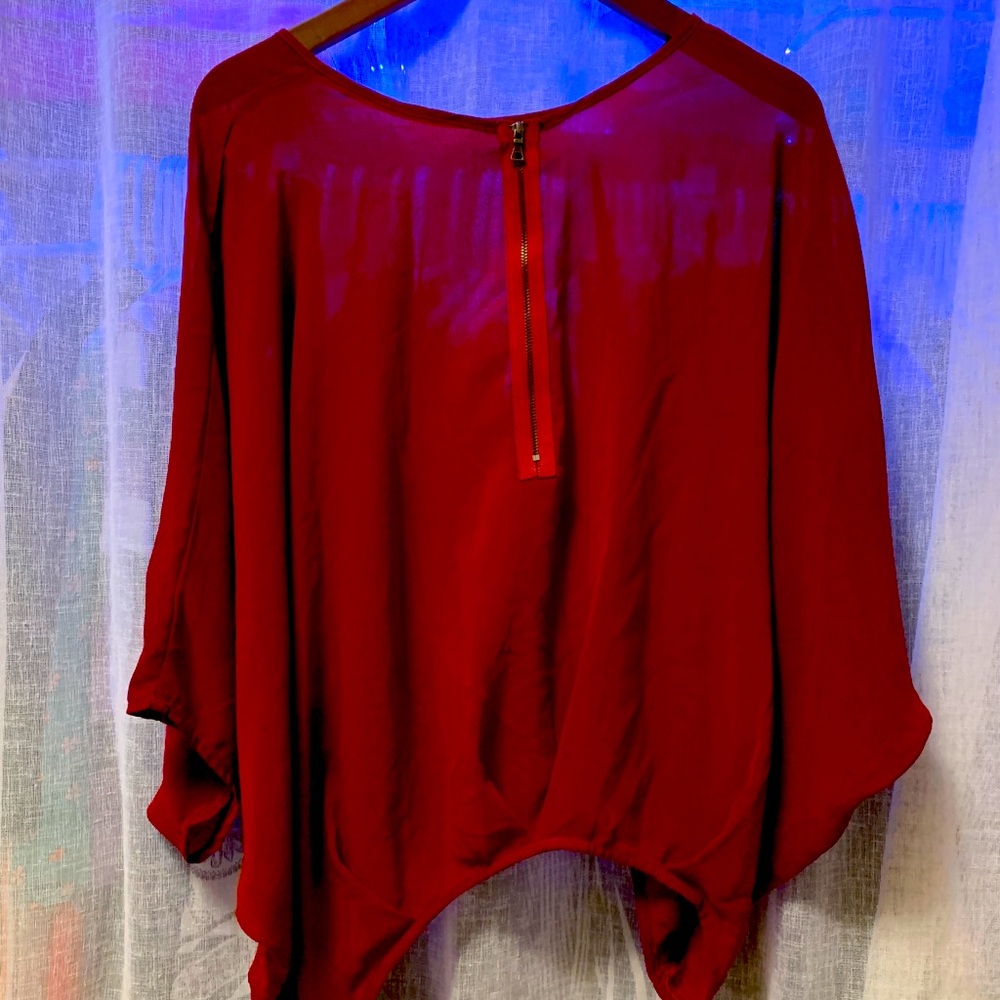 Sheer Burgundy Blouse Size Medium